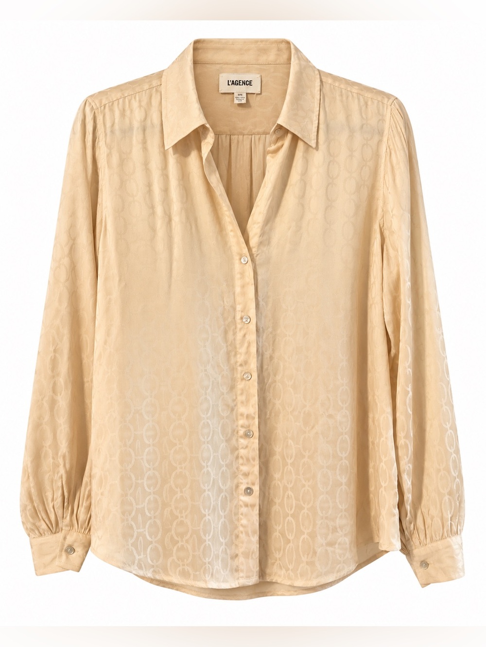 L’AGENCE Champagne Chain Jacquard Button Front Blouse Size Medium